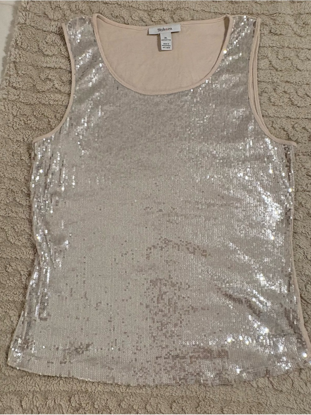 Style & Co. Silver Sequin Scoop Neck Camisole